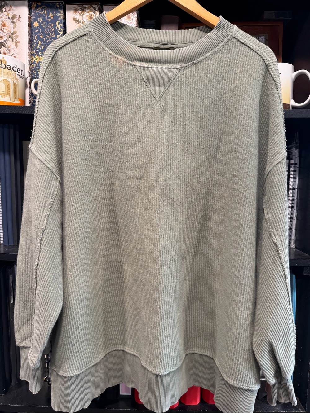 aerie Ribbed Crewneck Sweater in Sage